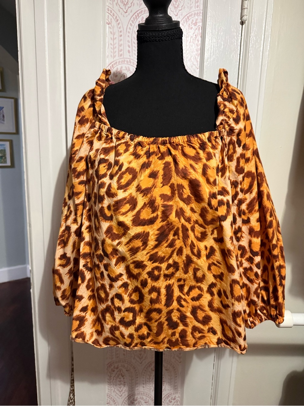 kate spade Leopard Print Off-Shoulder Blouse in Brown and Tan